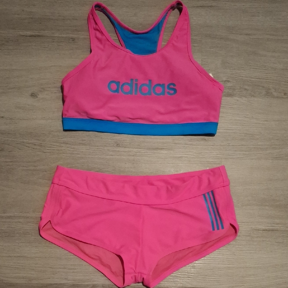 Adidas Neon Pink and Blue Swim Set